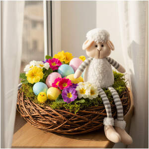 Afbeelding van Textieldecoratie - schaap - 41 x 13 x 8 cm 1 Stuks [11579] - 01 11579 web