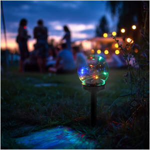 Afbeelding van Op een paal te plaatsen solar lamp - bolvormig - kleurrijk - 10 x 10 x 26,5 (+12,5) cm 1 Stuks [11709] - 01