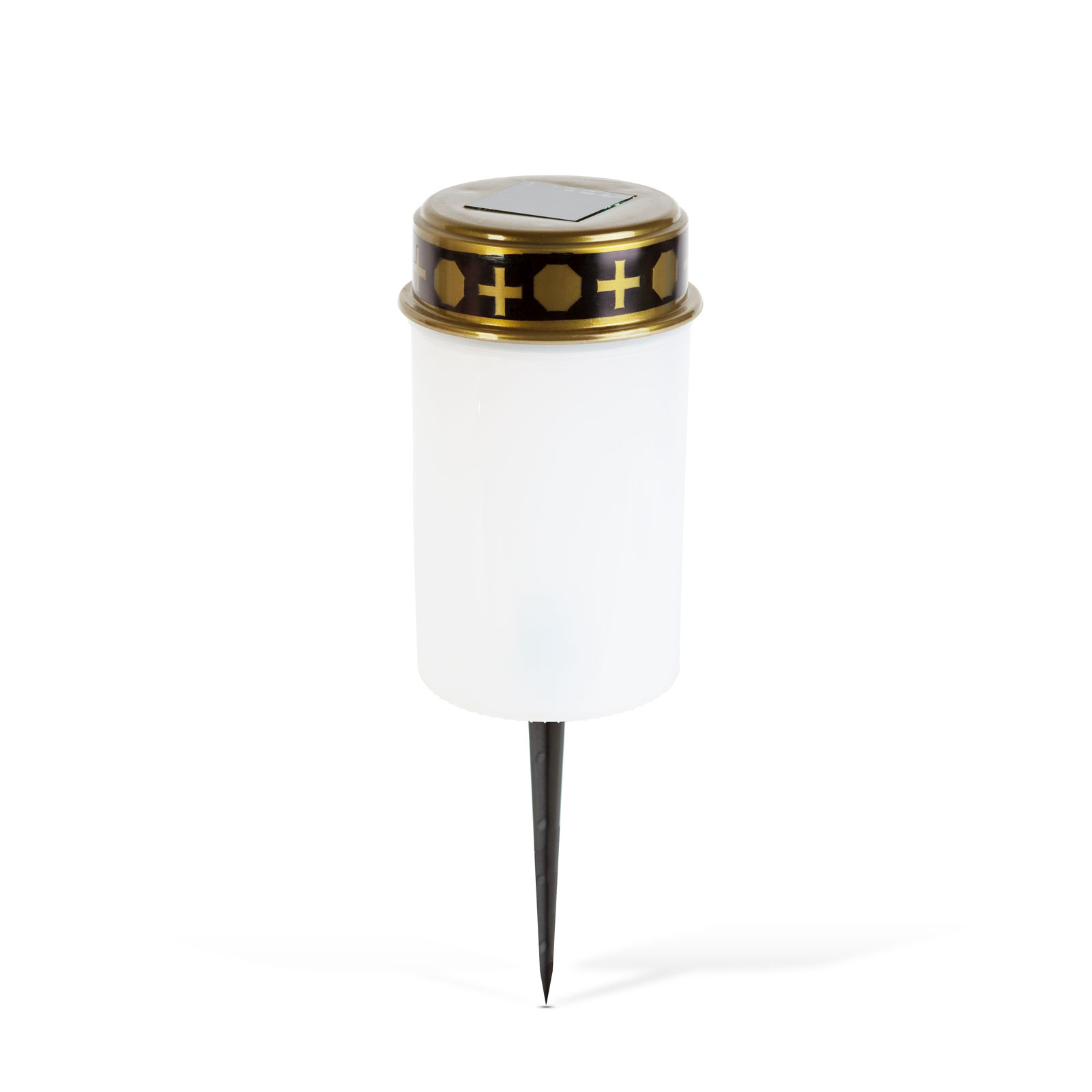 Afbeelding van Op een paal te plaatsen solar kaars – flikkerende warmwitte LED – 7,3 x 20,5 cm – rood/wit 1 Stuks