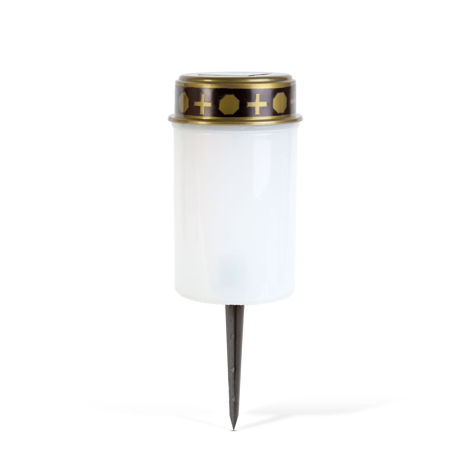 Afbeelding van Op een paal te plaatsen solar kaars – flikkerende warmwitte LED – 7,3 x 20,5 cm – rood/wit 1 Stuks