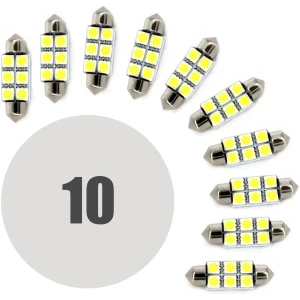Afbeelding van 10x LED Autolamp Sofit 41mm - 108 Lumen 6000K - 6x SMD 1,5W 12V - Lange Levensduur 50.000u - Helder Wit Licht