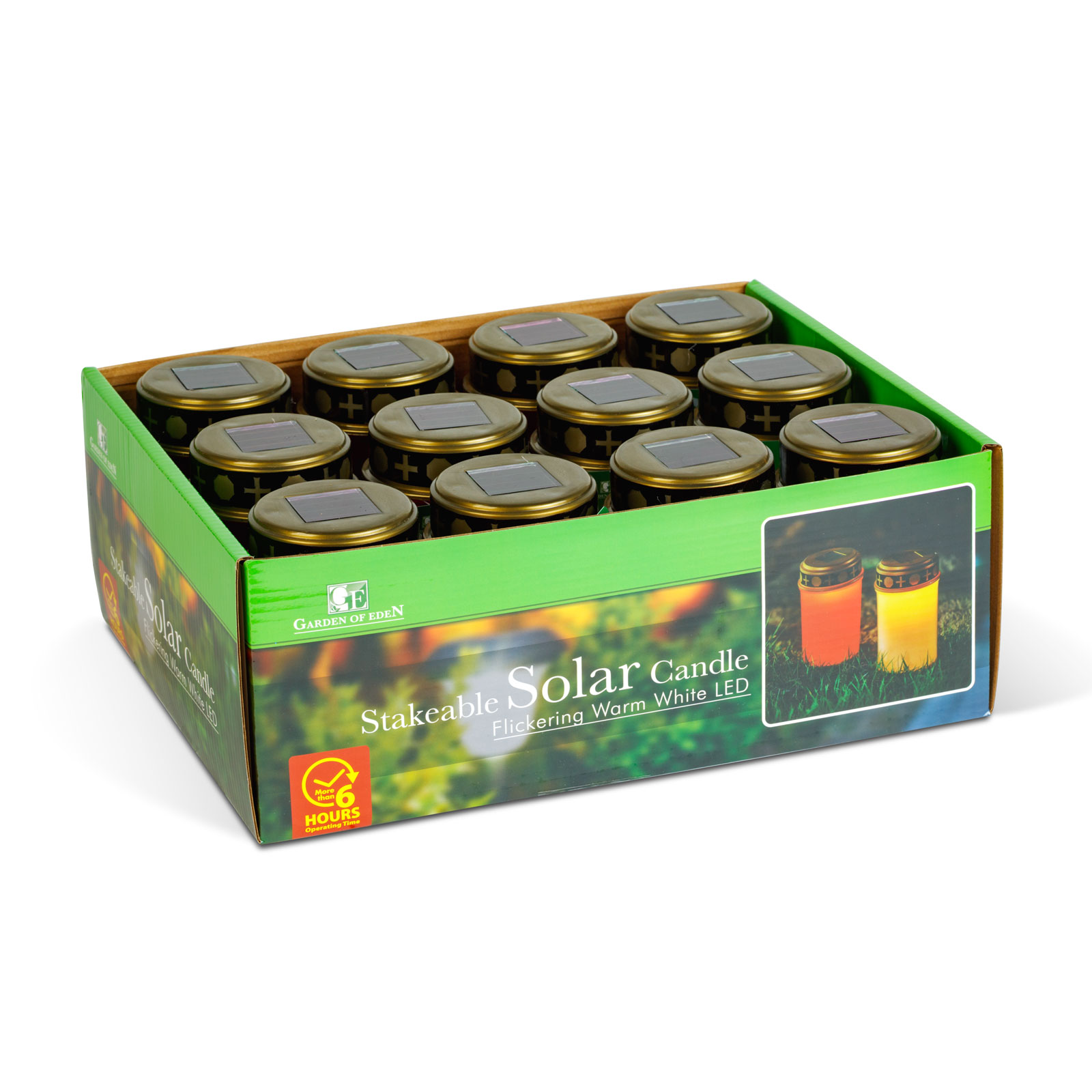 Afbeelding van Op een paal te plaatsen solar kaars – flikkerende warmwitte LED – 7,3 x 20,5 cm – rood/wit 1 Stuks