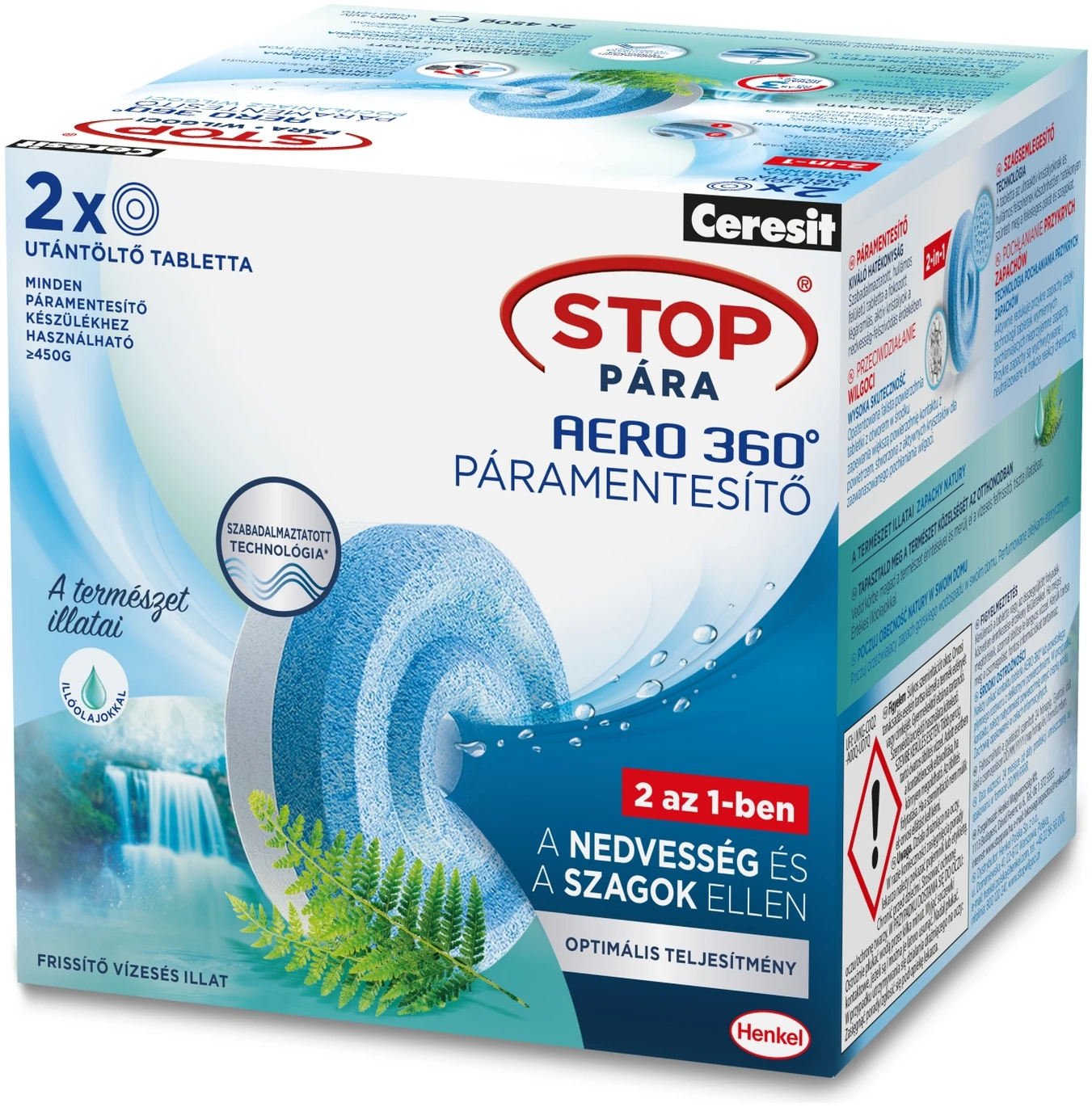 Afbeelding van Ceresit AERO 360° Navultabletten – Refreshing Waterfall – 2 x 450 g – Vochteter Tabletten met Frisse