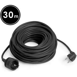 Afbeelding van Verlengsnoer - 30 m - Zwart - Schuko CEE 7/4 Stopcontact - Stekker CEE 7/7 - H05VV-F 3×1,5 mm² - 10/16 A -