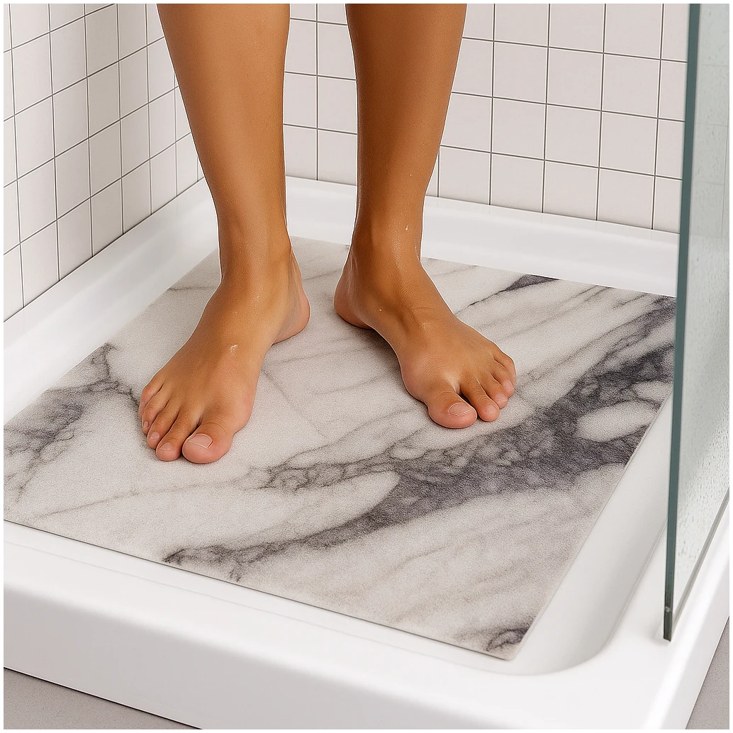 Afbeelding van HSXL - Antislipmat Douche Zacht & Waterdoorlatend - 60x60CM - Incl. Netspons - Antislip Douchemat Wit