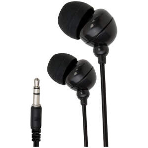 Afbeelding van Oordopjes met 3,5 mm jack - zwart - ergonomisch ontwerp - neodymium magneet voor diepe bas en helder geluid -