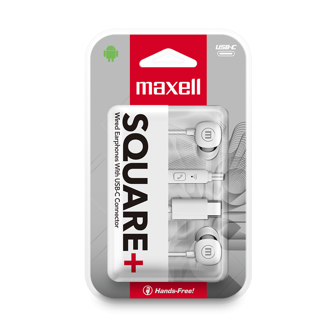 Afbeelding van Maxell Square+ In-Ear oordopjes - USB-C aansluiting - 120 cm kabel - Microfoon - Comfortabele pasvorm -