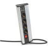 Afbeelding van Hoekstekkerdoos met schakelaar, 4 x 250V/16A sockets + 2 x USB 2,1A, aluminium behuizing, kinderveilig, 1,5 m