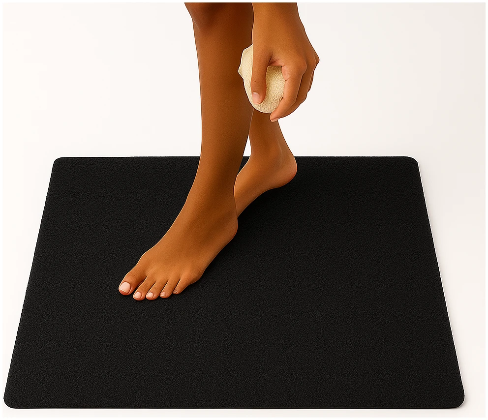 Afbeelding van HSXL - Antislipmat Douche Zacht & Waterdoorlatend - 60x60CM - Incl. Netspons - Antislip Douchemat Zwart