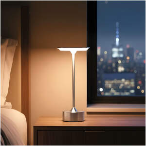 Afbeelding van Tafellamp 'New York' Zilver Metaal – Dimbaar – Instelbare Kleurtemperatuur (Warm/Neutraal/Koel