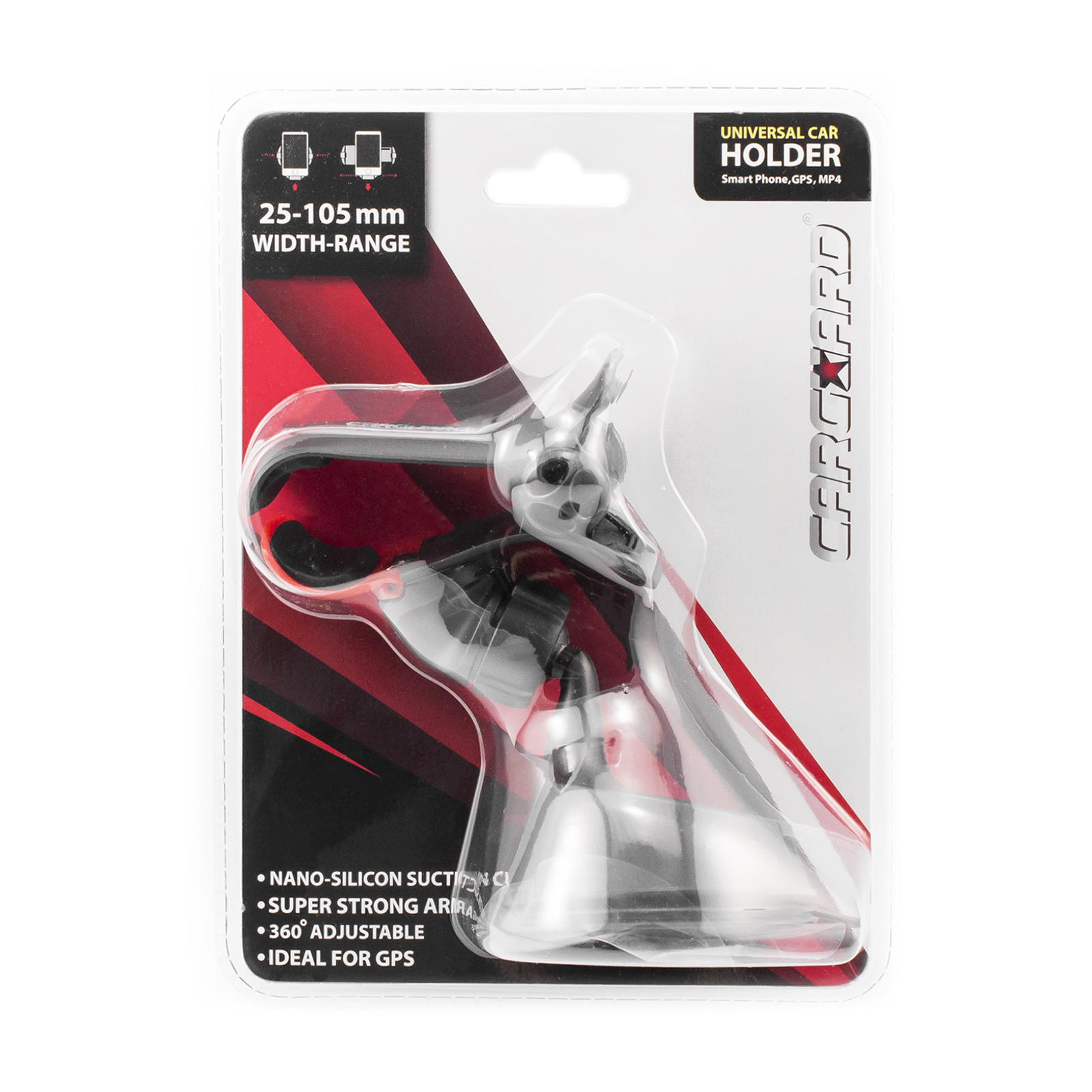 Afbeelding van Telefoonhouder auto - Klem met zuignap Ø70 mm - 360° draaibaar - Geschikt voor 6-7" telefoons of