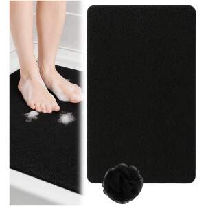 Afbeelding van HSXL - Antislipmat Douche Zacht & Waterdoorlatend - 70x40CM - Incl. Netspons - Antislip Douchemat Zwart