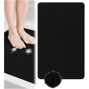 Afbeelding van HSXL - Antislipmat Douche Zacht & Waterdoorlatend - 70x40CM - Incl. Netspons - Antislip Douchemat Zwart