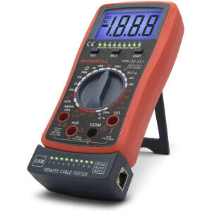 Afbeelding van Digitale Multimeter met Kabeltester - 2-in-1 - Auto Range - RJ11, RJ12, RJ45, USB - 600V - 10A -