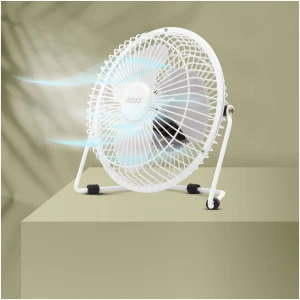Afbeelding van USB Mini Ventilator - Bureauventilator Met 180° Draaibare Kop - 18 cm Diameter - Roestvrijstalen Bladen