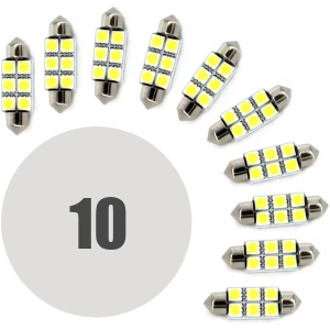 Afbeelding van 10x LED Autolamp Sofit 39mm - 108 Lumen 6000K - 6x SMD 1,5W 12V - Lange Levensduur 50.000u - Helder Wit Licht