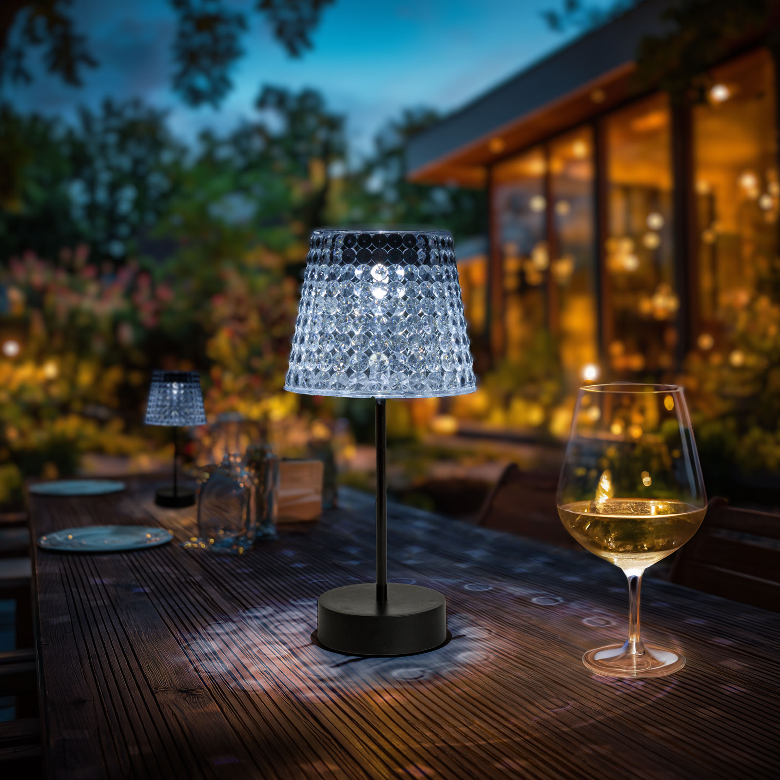 Afbeelding van Solar Tafellamp Buiten op Zonne-Energie Ø12 x 26 cm – Transparant – Koel Wit LED – IP44 – Draadloos