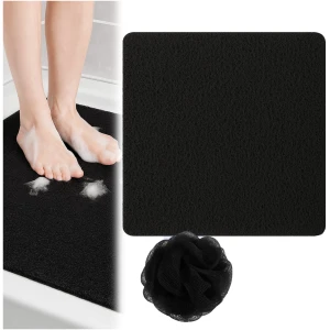 Afbeelding van HSXL - Antislipmat Douche Zacht & Waterdoorlatend - 60x60CM - Incl. Netspons - Antislip Douchemat Zwart