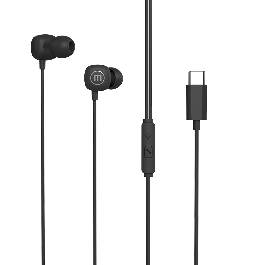 Afbeelding van Maxell Square+ In-Ear oordopjes - USB-C aansluiting - 120 cm kabel - Microfoon - Comfortabele pasvorm -
