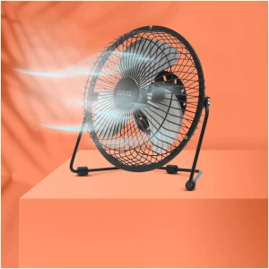 Afbeelding van USB Mini Ventilator - Zwarte Bureauventilator Met 180° Draaibare Kop - 18 cm Diameter - Roestvrijstalen