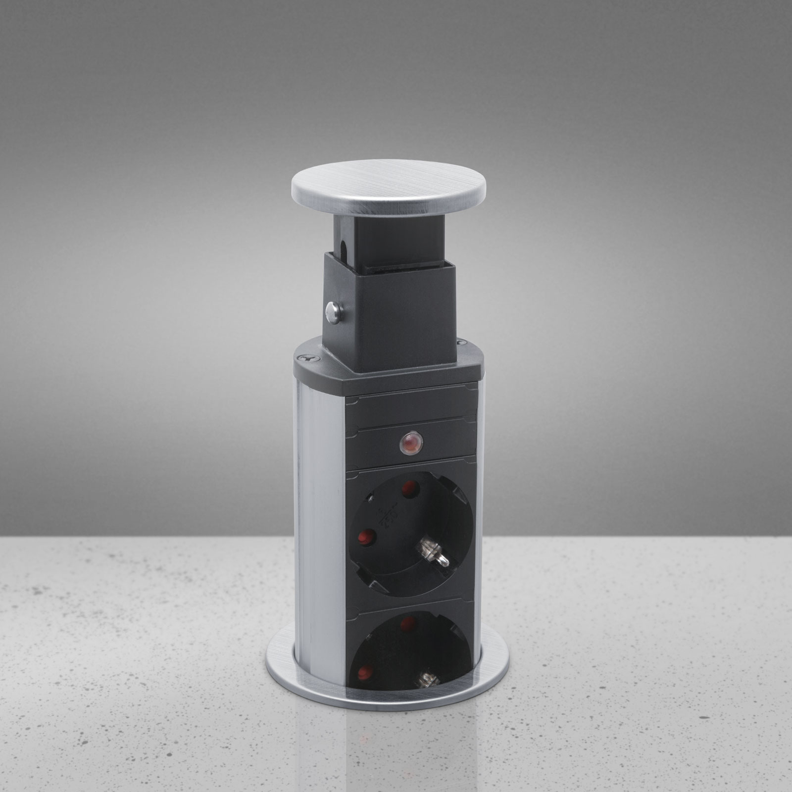 Afbeelding van Pop-up Inbouw Stopcontact - 4-voudig | Kindveilige Stekkerdoos | 3500W | 1,5m Kabel | Zilver Geborsteld