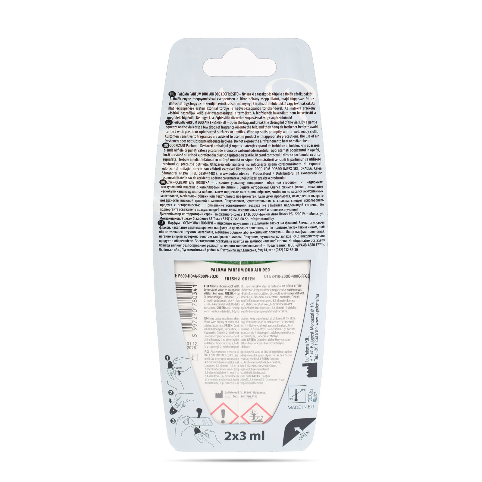 Afbeelding van Auto Luchtverfrisser Duo – Fresh & Green Geur – 2 x 3 ml Parfum – Werkt tot 6 Weken – Langdurige