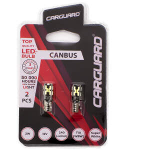 Afbeelding van 2x Car LED T10 (W5W) 240lm 6000K 3W can-bus - 50.000 uur levensduur, 3 jaar garantie, helder wit licht voor