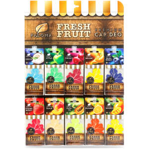 Afbeelding van Auto Luchtverfrisser Set - Paloma Gold Fresh Fruit - 90 stuks - Verkoopdisplay - Voordeelpakket [P11100N] -