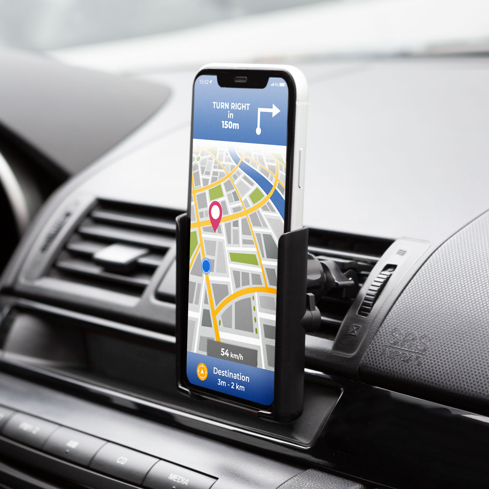 Afbeelding van Telefoonhouder voor auto - Bevestiging aan ventilatierooster - Automatische breedte-instelling (65-80 mm) -