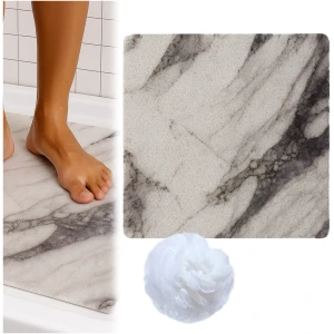 Afbeelding van HSXL - Antislipmat Douche Zacht & Waterdoorlatend - 60x60CM - Incl. Netspons - Antislip Douchemat Wit