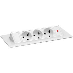 Afbeelding van Inbouw Stekkerdoos - 3-voudig, Kindveilige Stopcontacten, Wit, Kantelbaar Ontwerp, 3500W, 16A, 1,5m Kabel