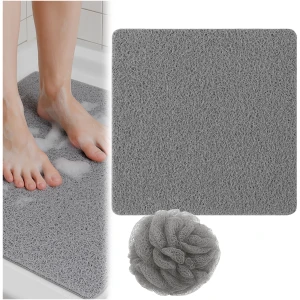 Afbeelding van HSXL - Antislipmat Douche Zacht & Waterdoorlatend - 60x60CM - Incl. Netspons - Antislip Douchemat Grijs