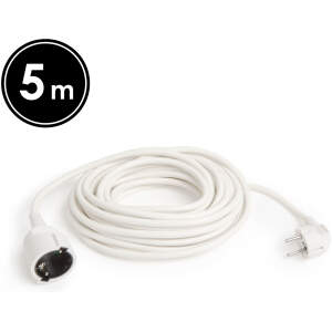 Afbeelding van Verlengsnoer - 5 m - Wit - Schuko CEE 7/4 Stopcontact - Stekker CEE 7/7 - H05VV-F 3×1,5 mm² - 10/16 A - 250