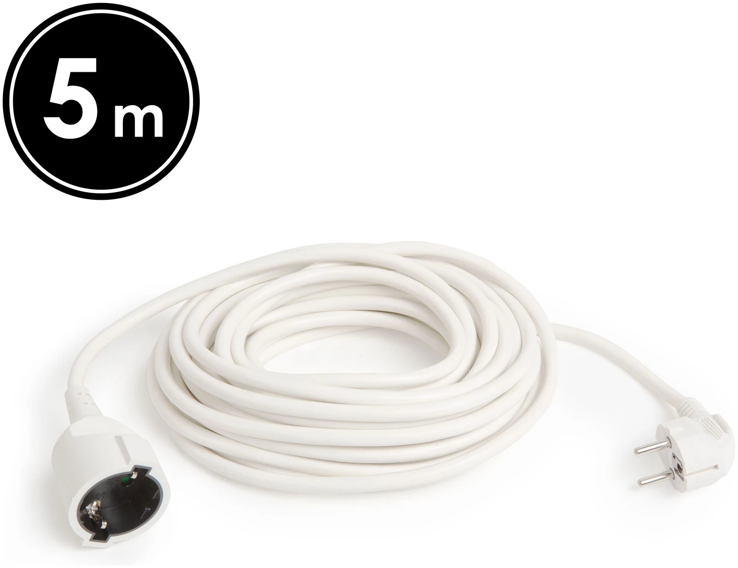 Afbeelding van Verlengsnoer - 5 m - Wit - Schuko CEE 7/4 Stopcontact - Stekker CEE 7/7 - H05VV-F 3×1,5 mm² - 10/16 A - 250
