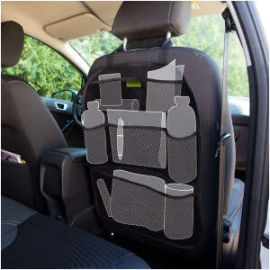 Afbeelding van Achterbank organizer auto - 6 opbergvakken - zwart - 40×60 cm - autostoel opbergtas voor speelgoed,