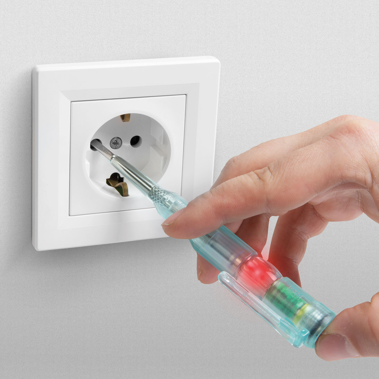 Afbeelding van Spanningszoeker Schroevendraaier Contactloos - 70-250V AC Met Rode LED - Penmodel Met Polariteits- en