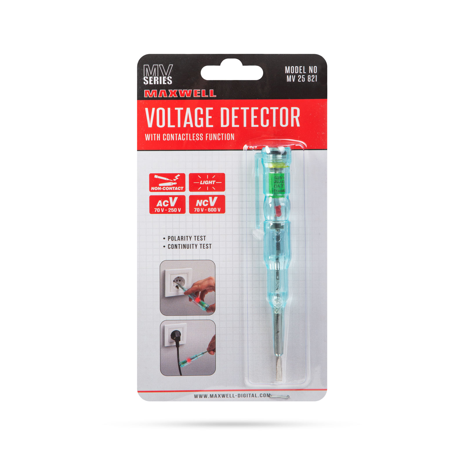 Afbeelding van Spanningszoeker Schroevendraaier Contactloos - 70-250V AC Met Rode LED - Penmodel Met Polariteits- en