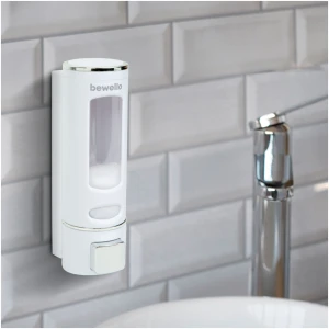 Afbeelding van Zeepdispenser - Handmatig bediend - 400 ml - Wandmontage - Geschikt voor vloeibare zeep of desinfectiemiddel