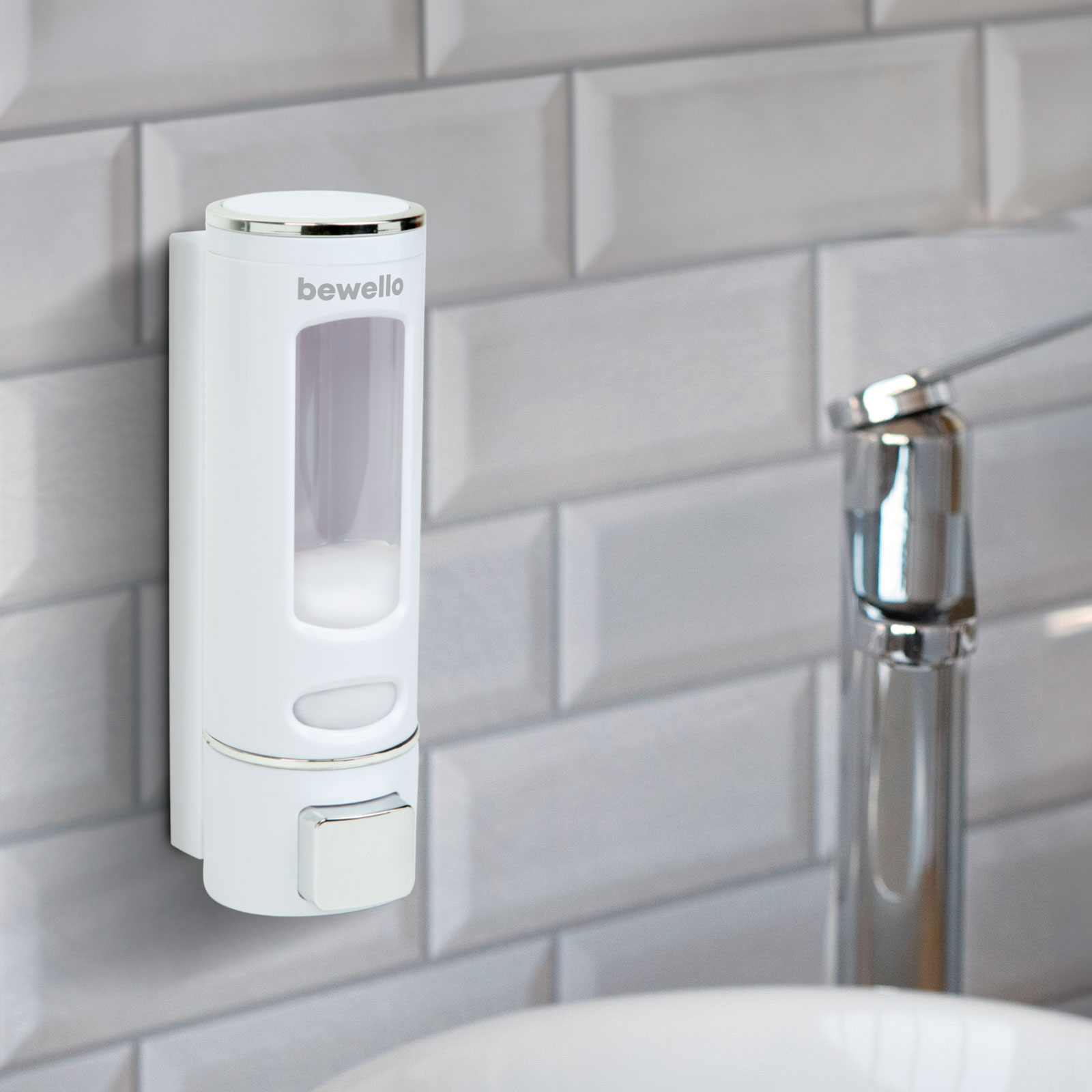 Afbeelding van Zeepdispenser - Handmatig bediend - 400 ml - Wandmontage - Geschikt voor vloeibare zeep of desinfectiemiddel