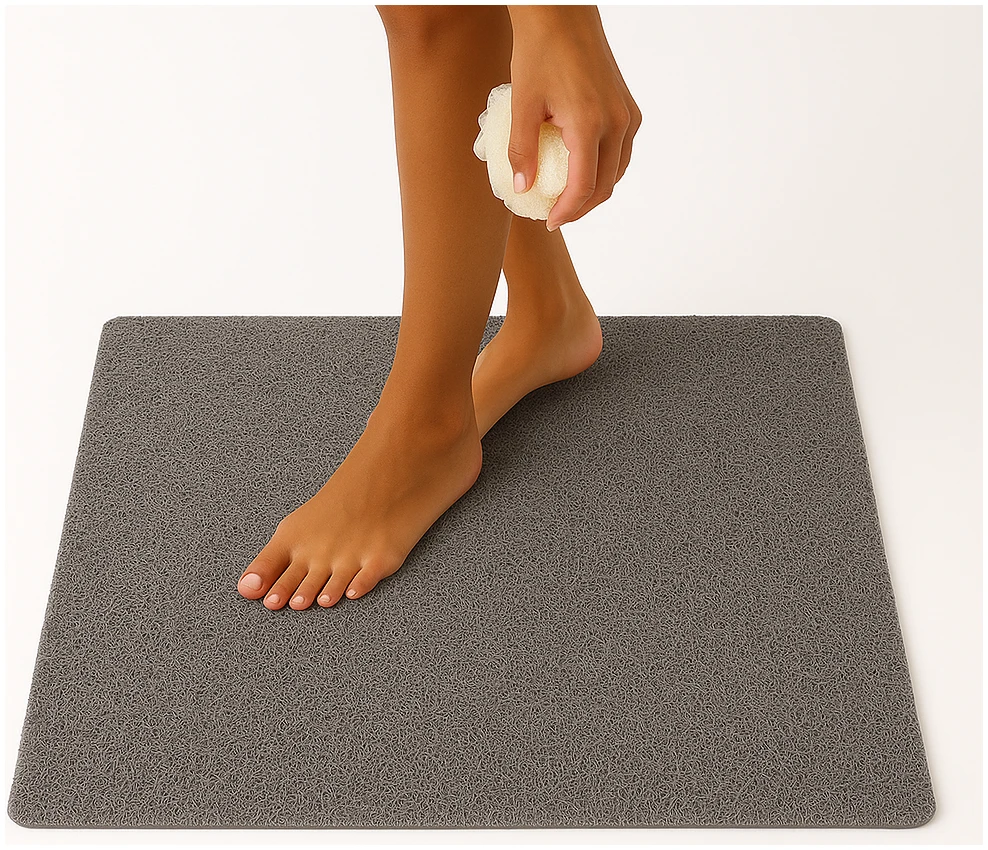 Afbeelding van HSXL - Antislipmat Douche Zacht & Waterdoorlatend - 60x60CM - Incl. Netspons - Antislip Douchemat Grijs