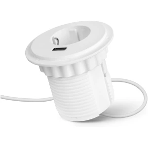 Afbeelding van Inbouw Pop-up Stopcontact met USB - Wit, 230V 16A, Hoogvermogen USB 2,1A, 1,5 m Kabel [20461WH] - d9f3 d09a
