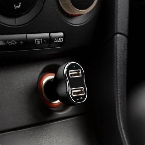 Afbeelding van Autolader sigarettenaansteker - 2x USB (2,1A + 1A) - 12-24V - compacte dubbele USB-autoadapter - zwart -