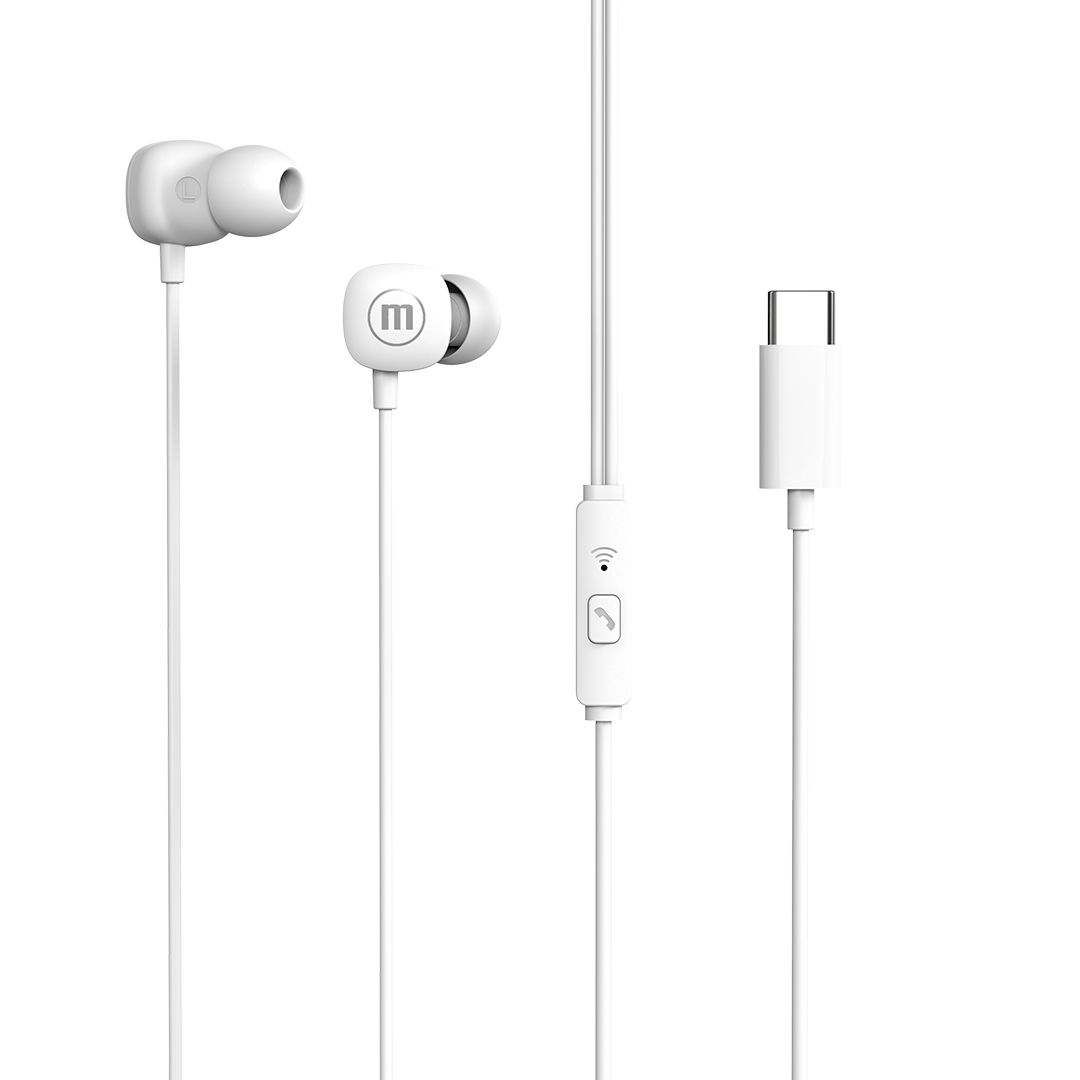 Afbeelding van Maxell Square+ In-Ear oordopjes - USB-C aansluiting - 120 cm kabel - Microfoon - Comfortabele pasvorm -