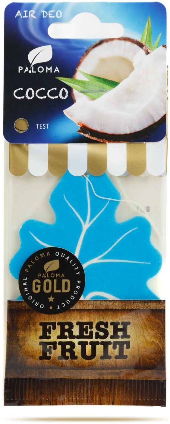 Afbeelding van Paloma Gold Fresh Fruit Cocco Luchtverfrisser Auto – Hangend – Min. 2 Weken Geur – Auto & Interieur