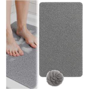 Afbeelding van HSXL - Antislipmat Douche Zacht & Waterdoorlatend - 70x40CM - Incl. Netspons - Antislip Douchemat Grijs