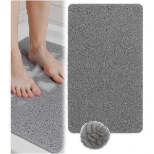 Afbeelding van HSXL - Antislipmat Douche Zacht & Waterdoorlatend - 70x40CM - Incl. Netspons - Antislip Douchemat Grijs