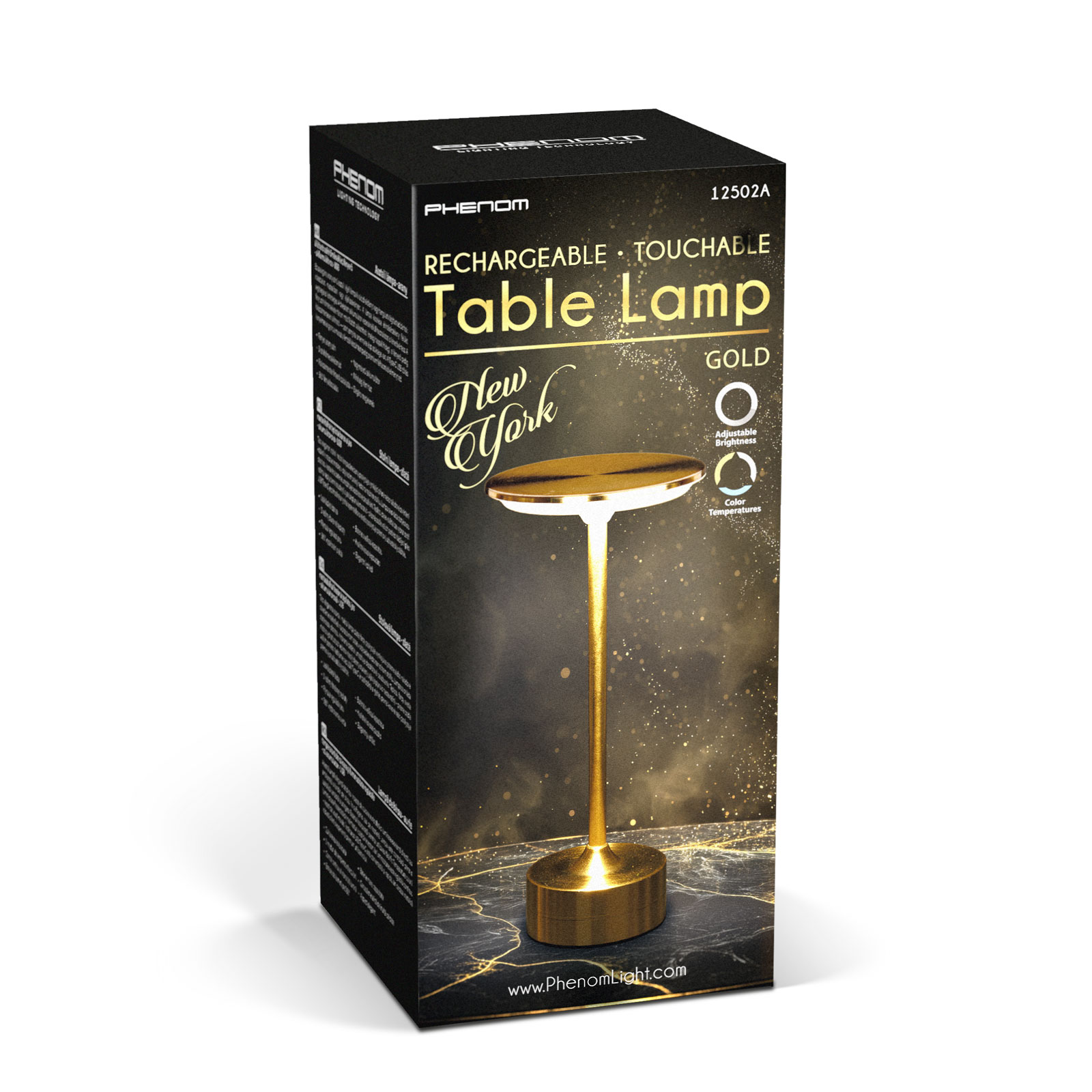 Afbeelding van Tafellamp 'New York' Goud Metaal – Dimbaar – Instelbare Kleurtemperatuur (Warm/Neutraal/Koel