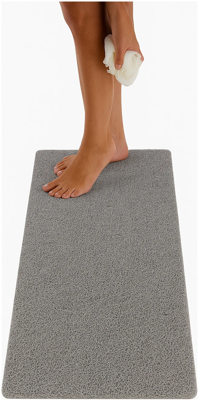Afbeelding van HSXL - Antislipmat Douche Zacht & Waterdoorlatend - 70x40CM - Incl. Netspons - Antislip Douchemat Grijs