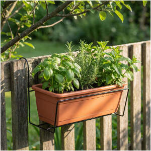 Afbeelding van Bloembakhouder - metaal, zwart - voor reling - 40 x 22 cm 1 Stuks [11500C] - 01 11500C web