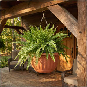 Afbeelding van Hangende plastic bloempot met ketting - terracotta - 30 x 18 cm 1 Stuks [11993] - 01 11993 web